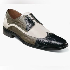 Stacy Adams GALLINARI Wingtip Lace Up Shoes Mens Size 11 New in Box Blk/Grey